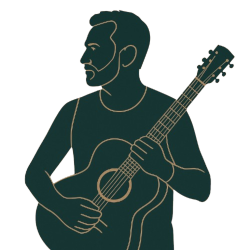 Ilustración de Manuel M. Frutos con una guitarra